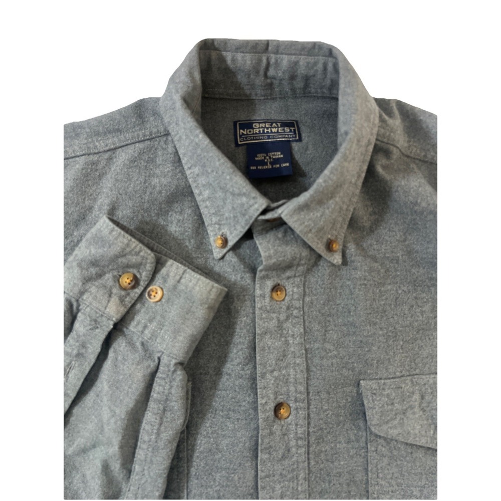Great Northwest Clothing Co. Men's Sz L Cotton Button Down Long Sleeve Shirt Gry